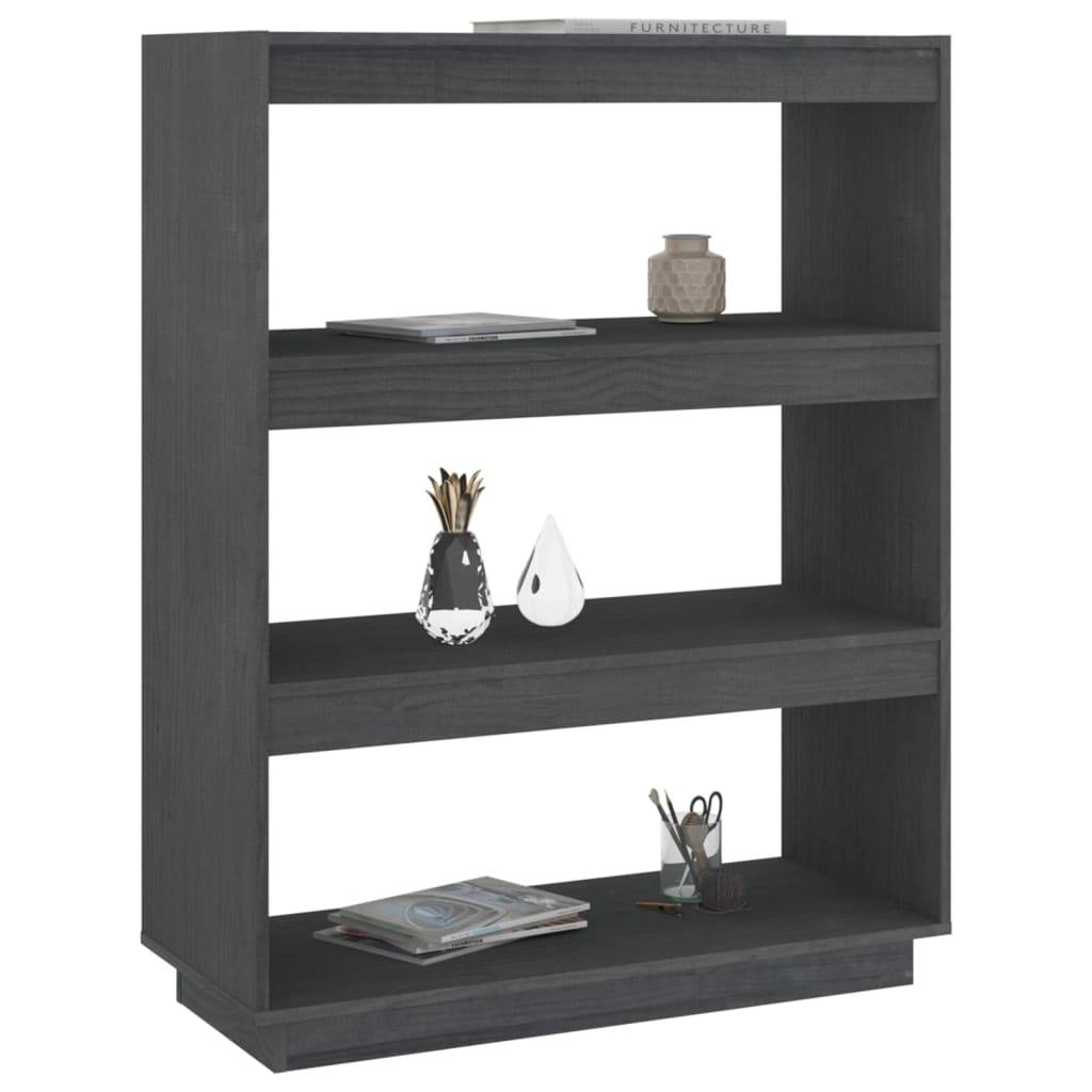 vidaXL Bücherregal/Raumteiler Grau 80x35x103 cm Massivholz Kiefer