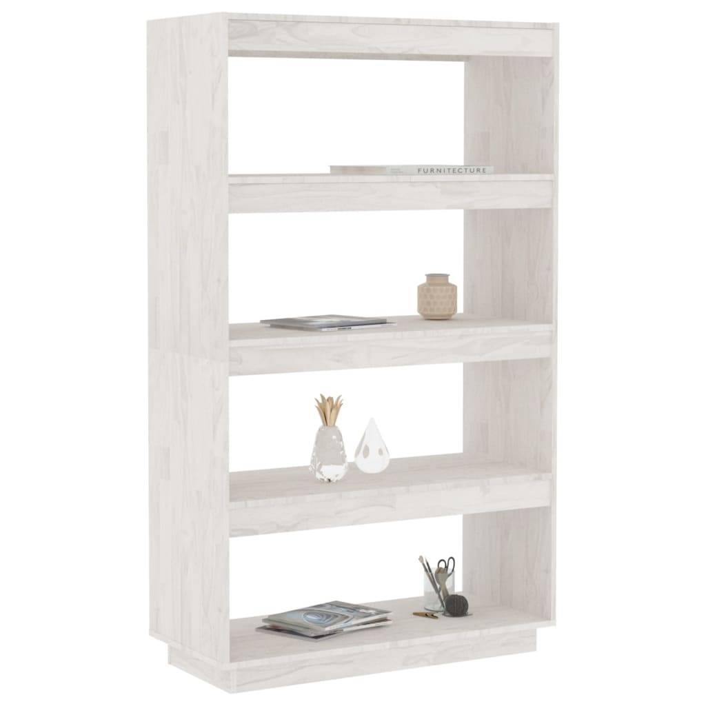 vidaXL Bücherregal/Raumteiler Weiß 80x35x135 cm Massivholz Kiefer