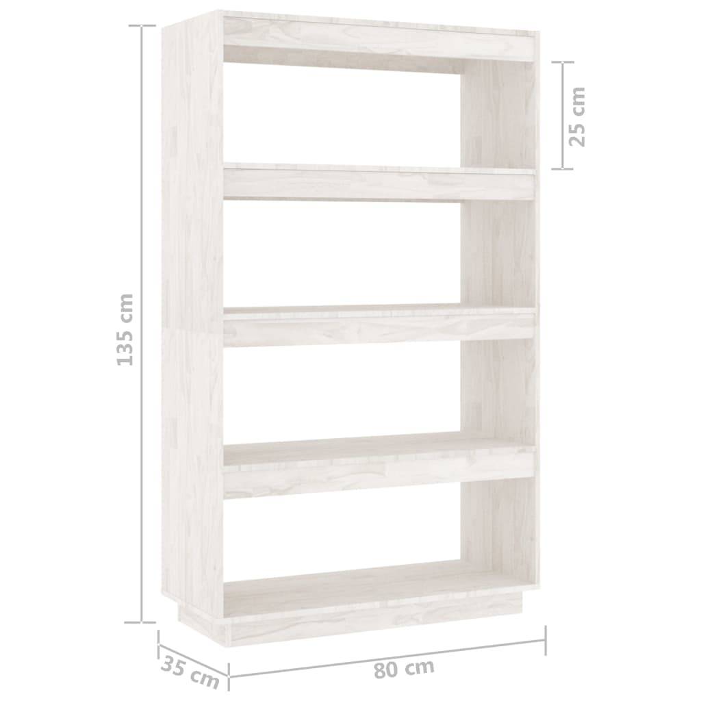 vidaXL Bücherregal/Raumteiler Weiß 80x35x135 cm Massivholz Kiefer