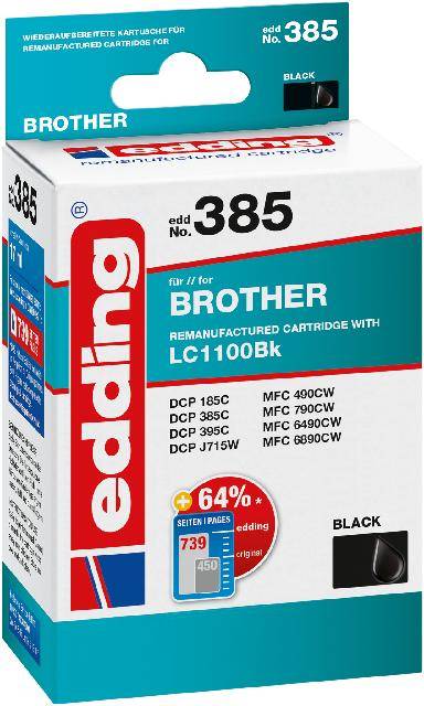 Edding Druckerpatrone ersetzt Brother LC-1100BK Kompatibel Schwarz EDD-385 18-385