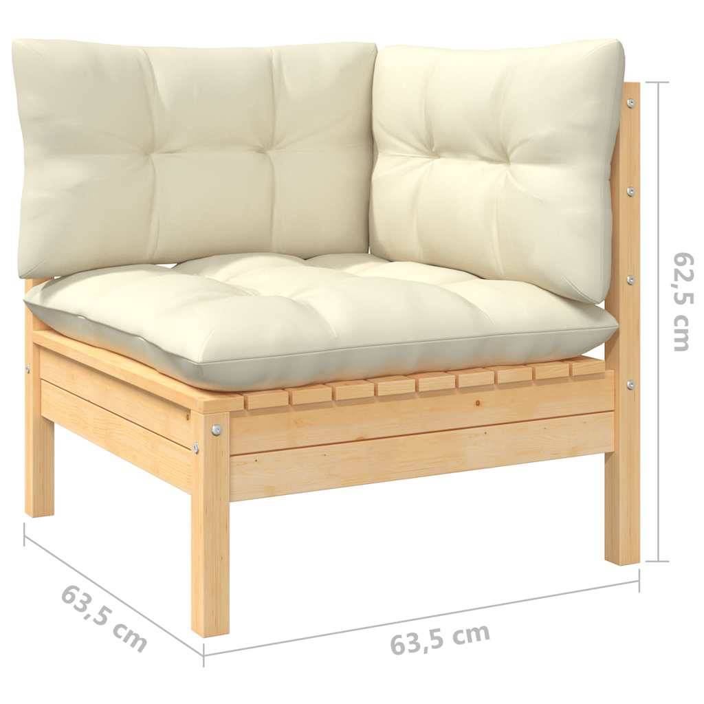 vidaXL 2-Sitzer-Gartensofa mit Creme Kissen Massivholz Kiefer