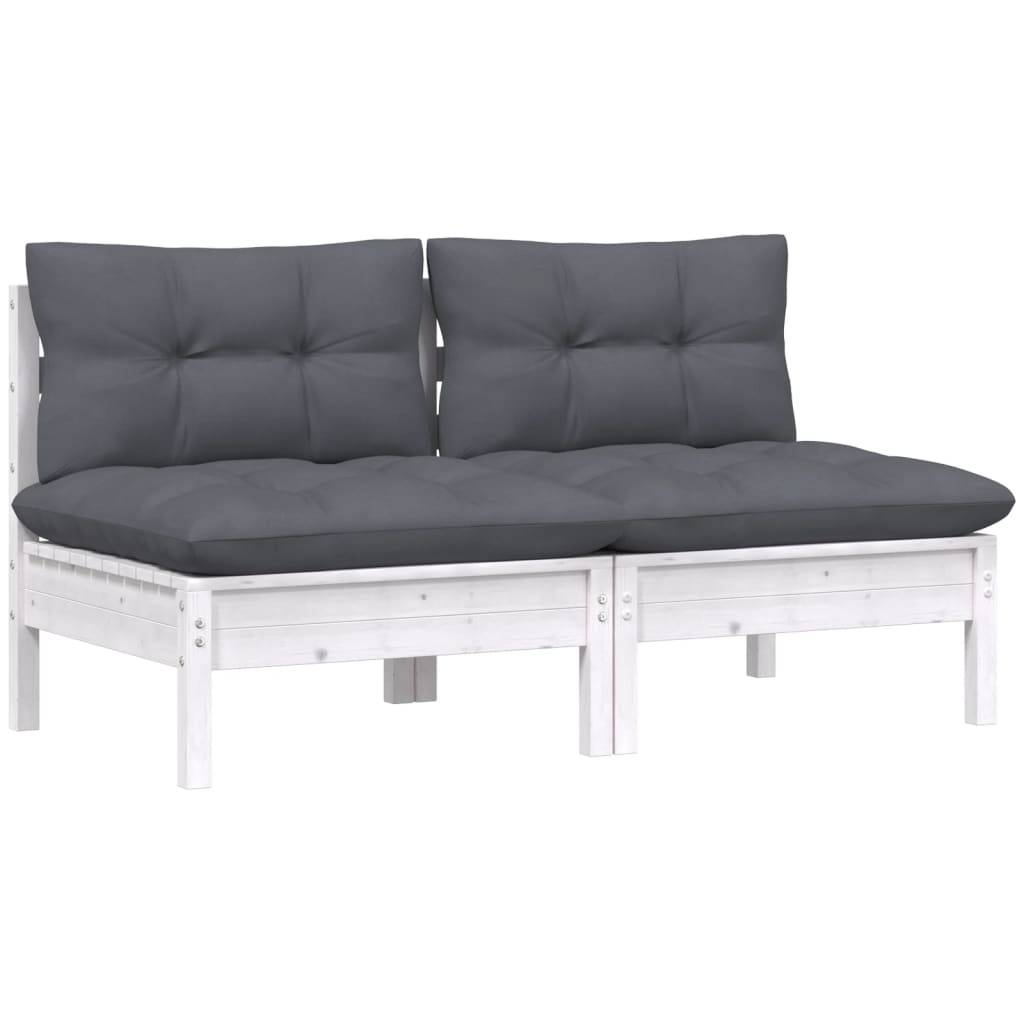 vidaXL 2-Sitzer-Gartensofa mit Anthrazit Kissen Massivholz Kiefer