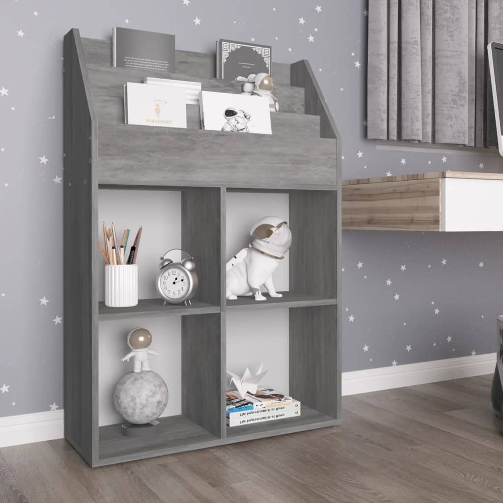 vidaXL Kinder-Bücherregal Betongrau 71x30x114 cm Spanplatte