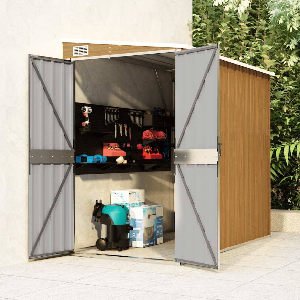 vidaXL Anbauschuppen Braun 118x194x178 cm Verzinkter Stahl