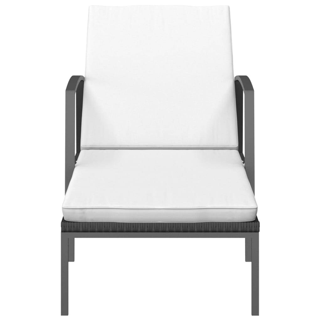 vidaXL Sonnenliege mit Auflage Poly Rattan Schwarz