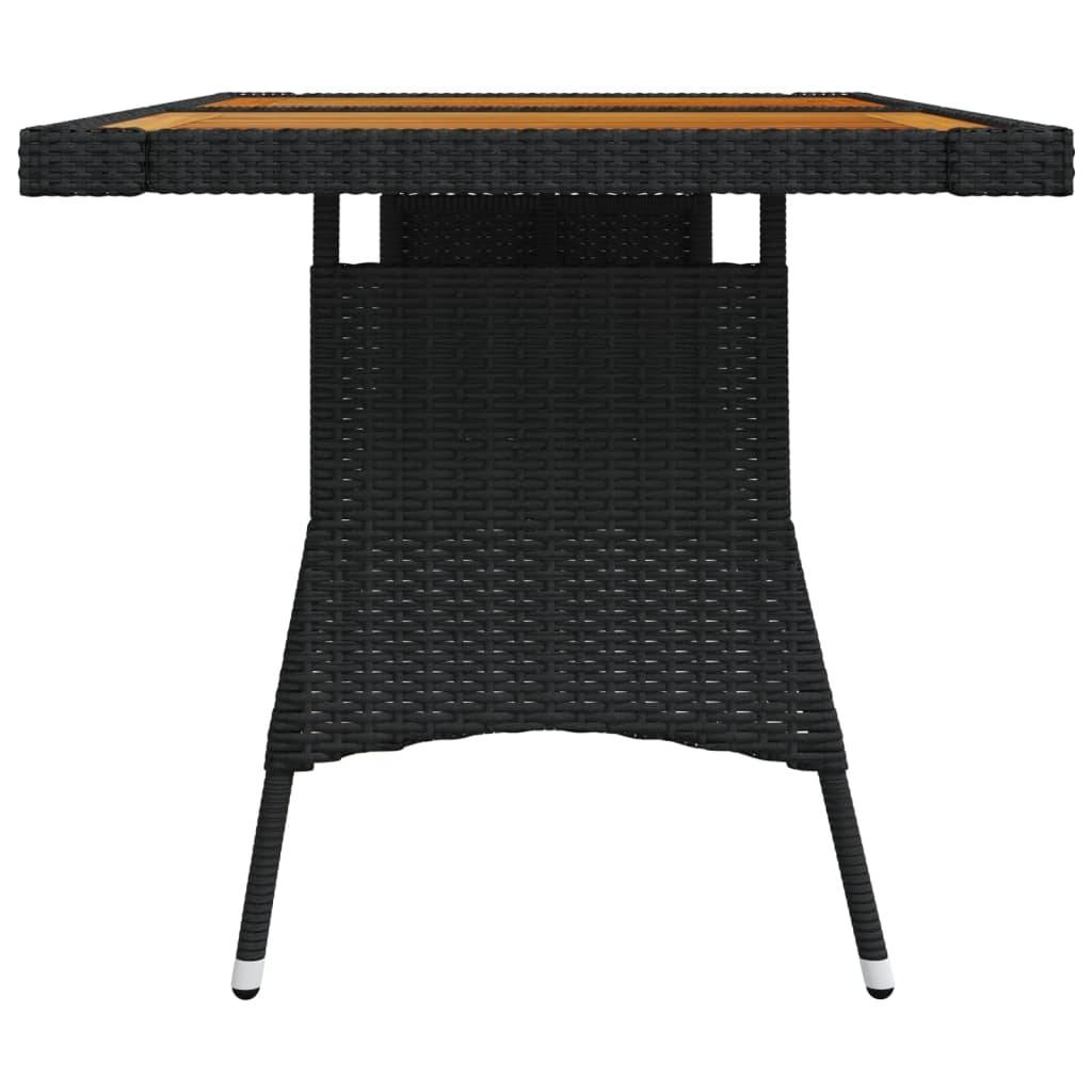 vidaXL Gartentisch Schwarz 130x70x72cm Poly Rattan & Massivholz Akazie