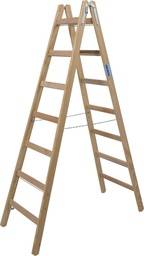 Sprossen-DoppelLeiter, (Holz), Arbeitshöhe 3,31 m,Standhöhe 2 m, Leiternlänge 2,08 m, Gewicht 12 kg