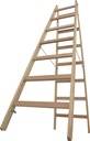 Sprossen-DoppelLeiter, (Holz), Arbeitshöhe 3,31 m,Standhöhe 2 m, Leiternlänge 2,08 m, Gewicht 12 kg