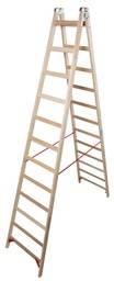 Sprossen-DoppelLeiter, (Holz), Arbeitshöhe 4,65 m,Standhöhe 3,45 m, Leiternlänge 3,51 m, Gew.22,5 kg