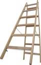 Sprossen-DoppelLeiter, (Holz), Arbeitshöhe 3,05 m,Standhöhe 1,75m, Leiternlänge 1,78m, 10 kg