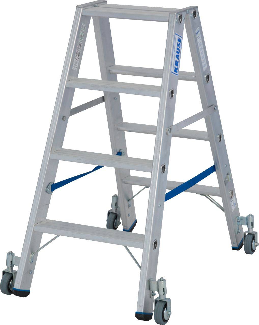 Stufen-DoppelLeiter, fahrbar (Alu), Arbeitshöhe 2,70 m,Leiternhöhe 0,95 m, Gewicht 7,6 kg