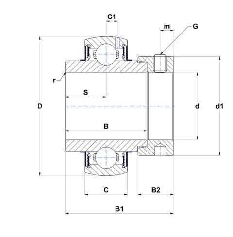 Spannlager UEL 212-207 D1W3 NTN 61,912X110X77,8 mm