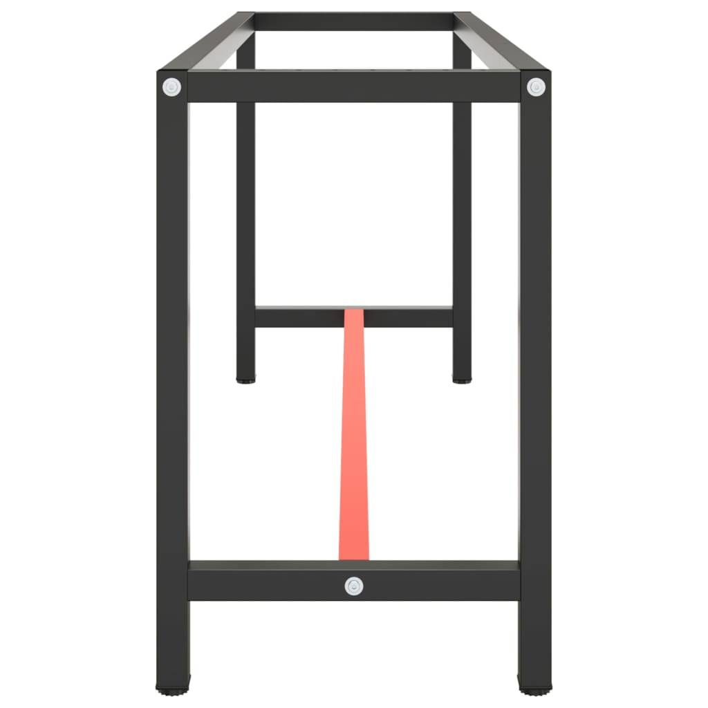 vidaXL Werkbankgestell Mattschwarz und Mattrot 170x50x79 cm Metall