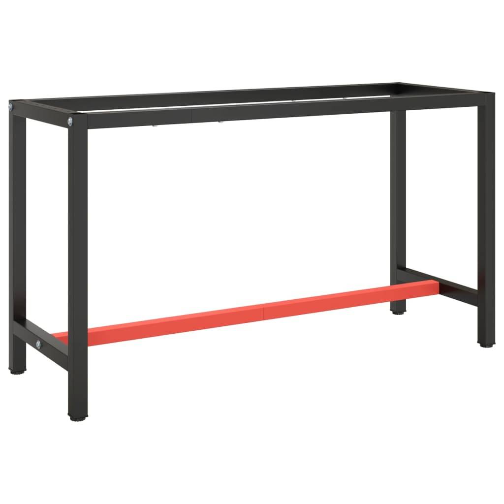 vidaXL Werkbankgestell Mattschwarz und Mattrot 140x50x79 cm Metall