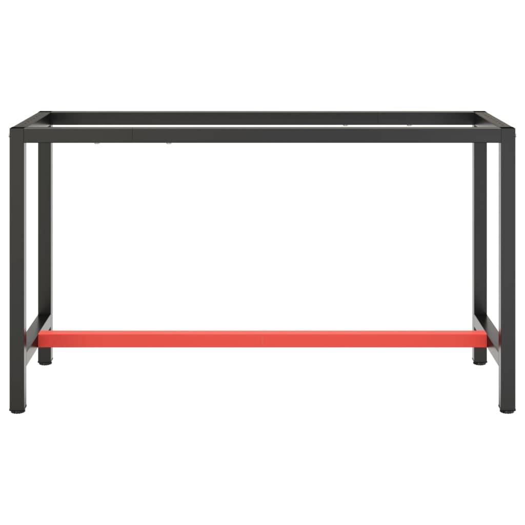 vidaXL Werkbankgestell Mattschwarz und Mattrot 140x50x79 cm Metall