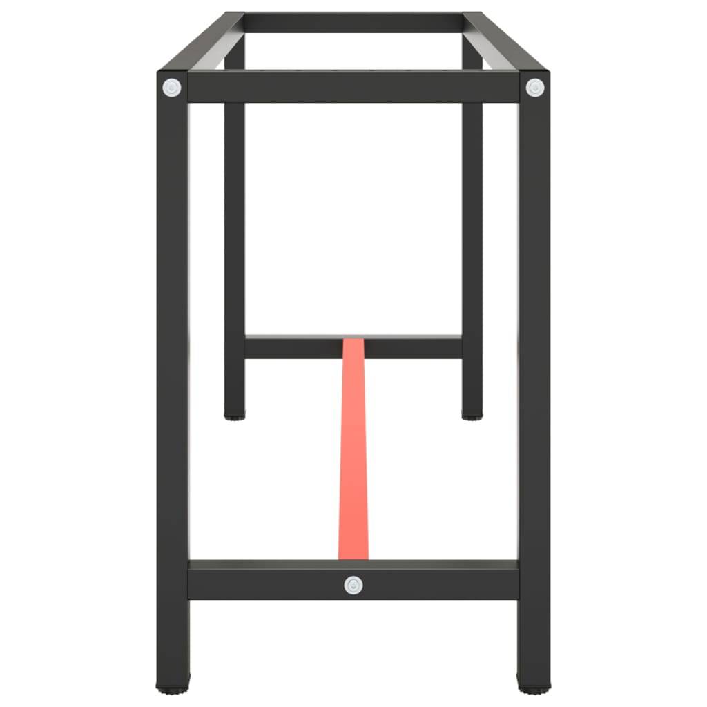 vidaXL Werkbankgestell Mattschwarz und Mattrot 140x50x79 cm Metall