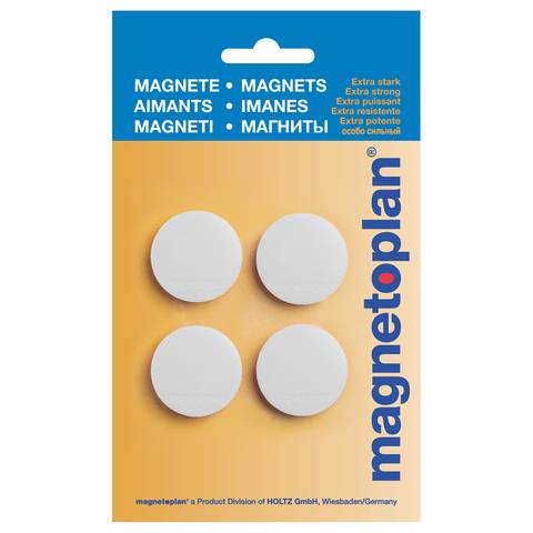 Magnete Discofix Standard in weiß auf Blisterkarte, Durchmesser: 30 mm