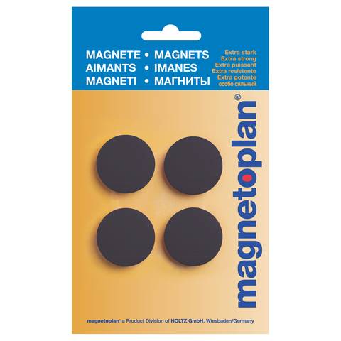 Magnete Discofix Standard in schwarz auf Blisterkarte, Durchm.: 30 mm