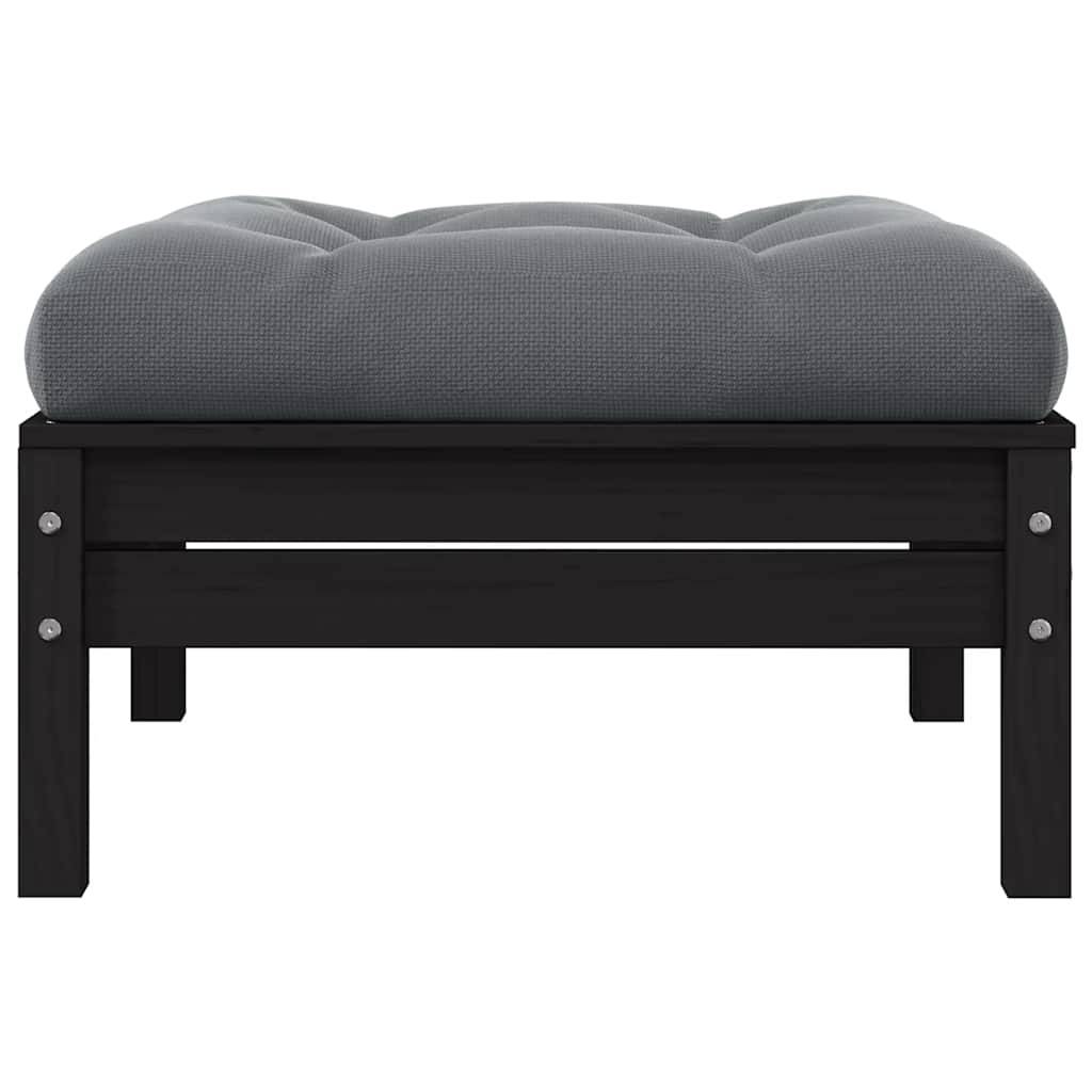 vidaXL Gartenhocker mit Anthrazit Kissen Schwarz Massivholz Kiefer