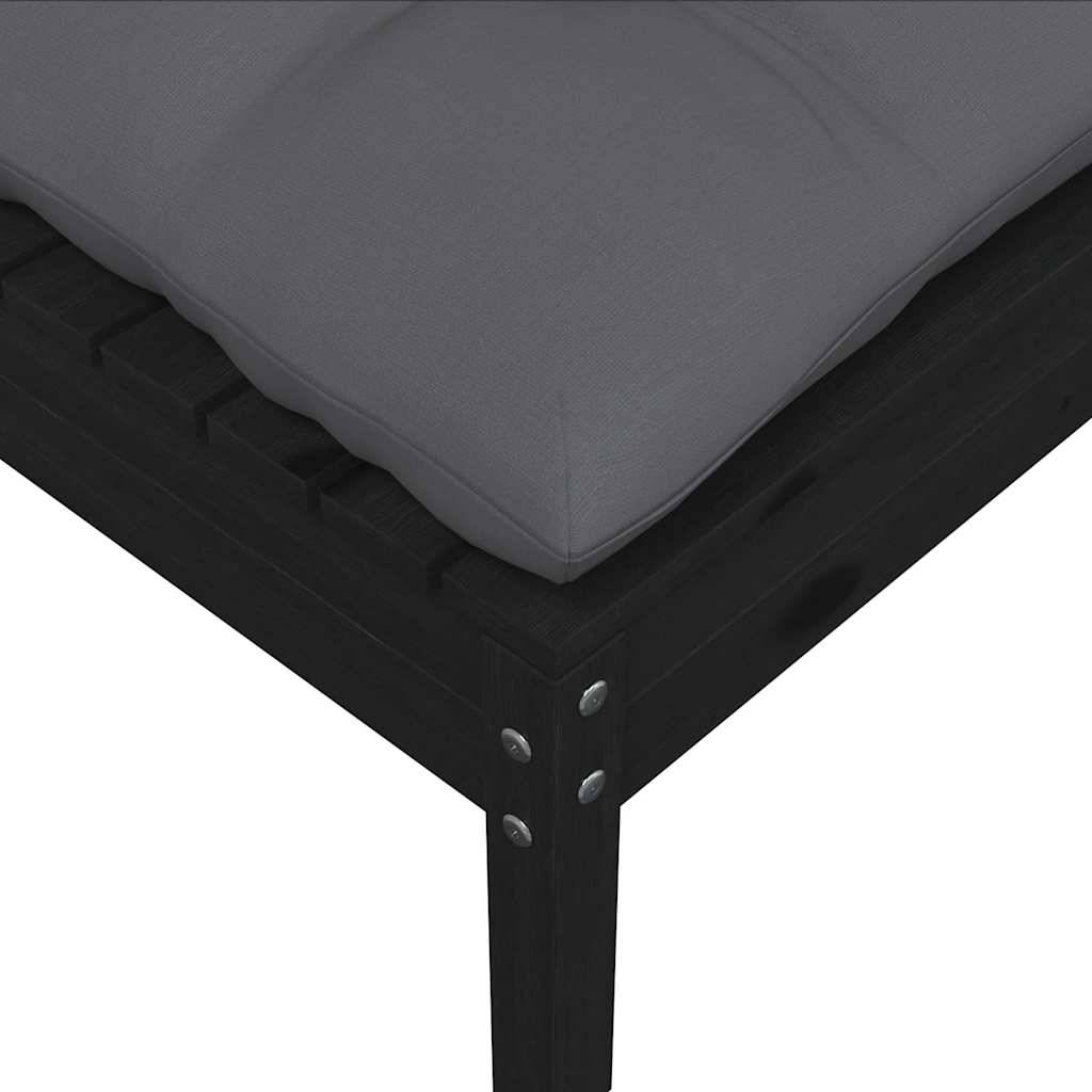 vidaXL Gartenhocker mit Anthrazit Kissen Schwarz Massivholz Kiefer