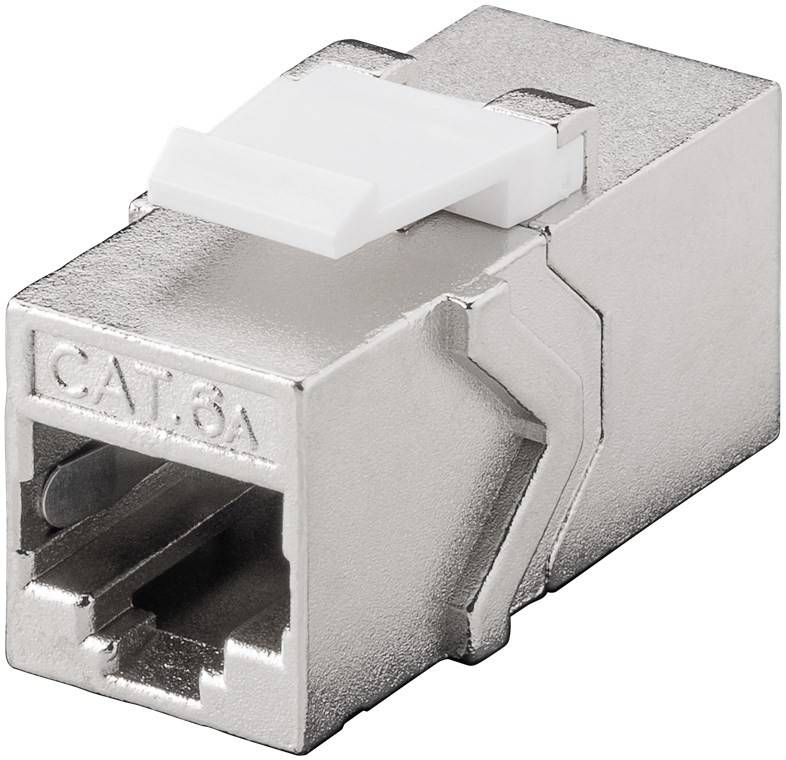 Goobay 90866 Keystone Modul RJ45 Kupplung / CAT 6A Verbinder 500 MHz / STP Buchse 8P8C / LAN Kabel verlängern / Metall