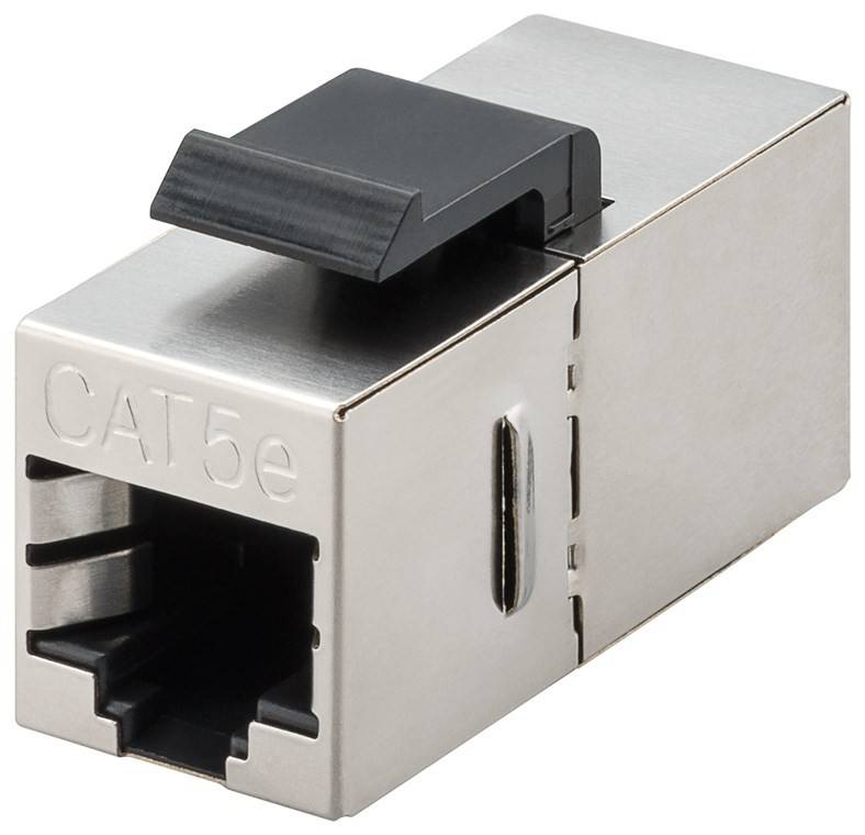 Goobay 51444 Keystone Modul RJ45 Kupplung / CAT 5e Verbinder 100 MHz / STP Buchse 8P8C / LAN Kabel verlängern / Metall
