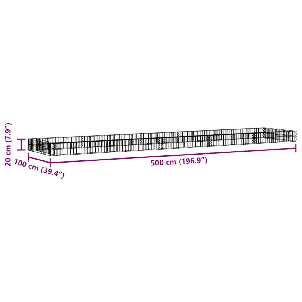 vidaXL Gabionen-Hochbeet Verzinkter Stahl 500x100x20 cm