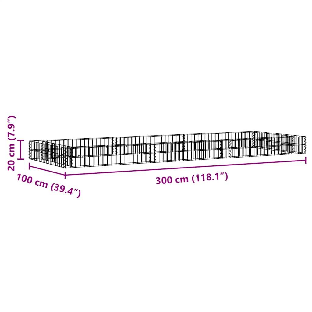 vidaXL Gabionen-Hochbeet Verzinkter Stahl 300x100x20 cm