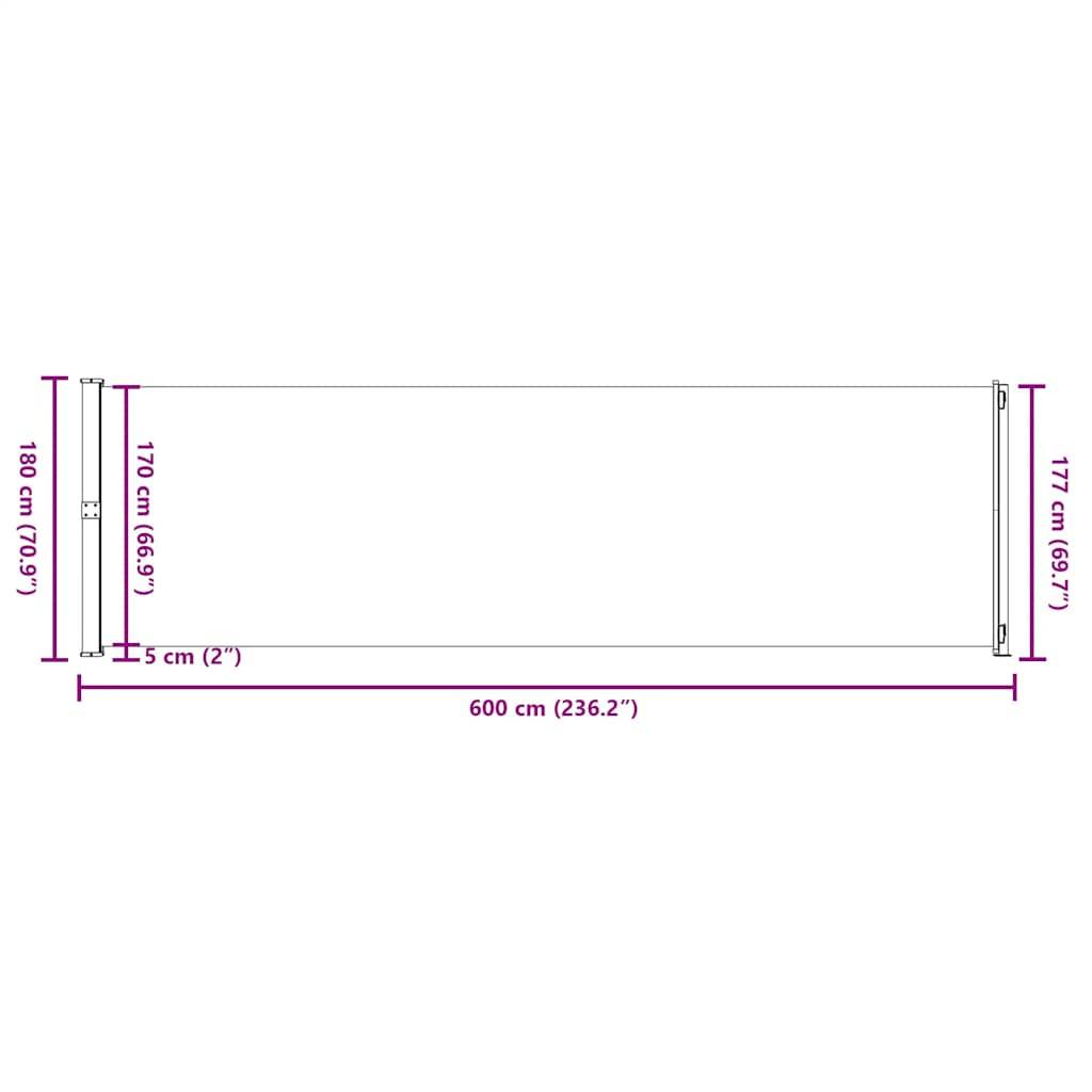 vidaXL Seitenmarkise Ausziehbar 180x600 cm Blau