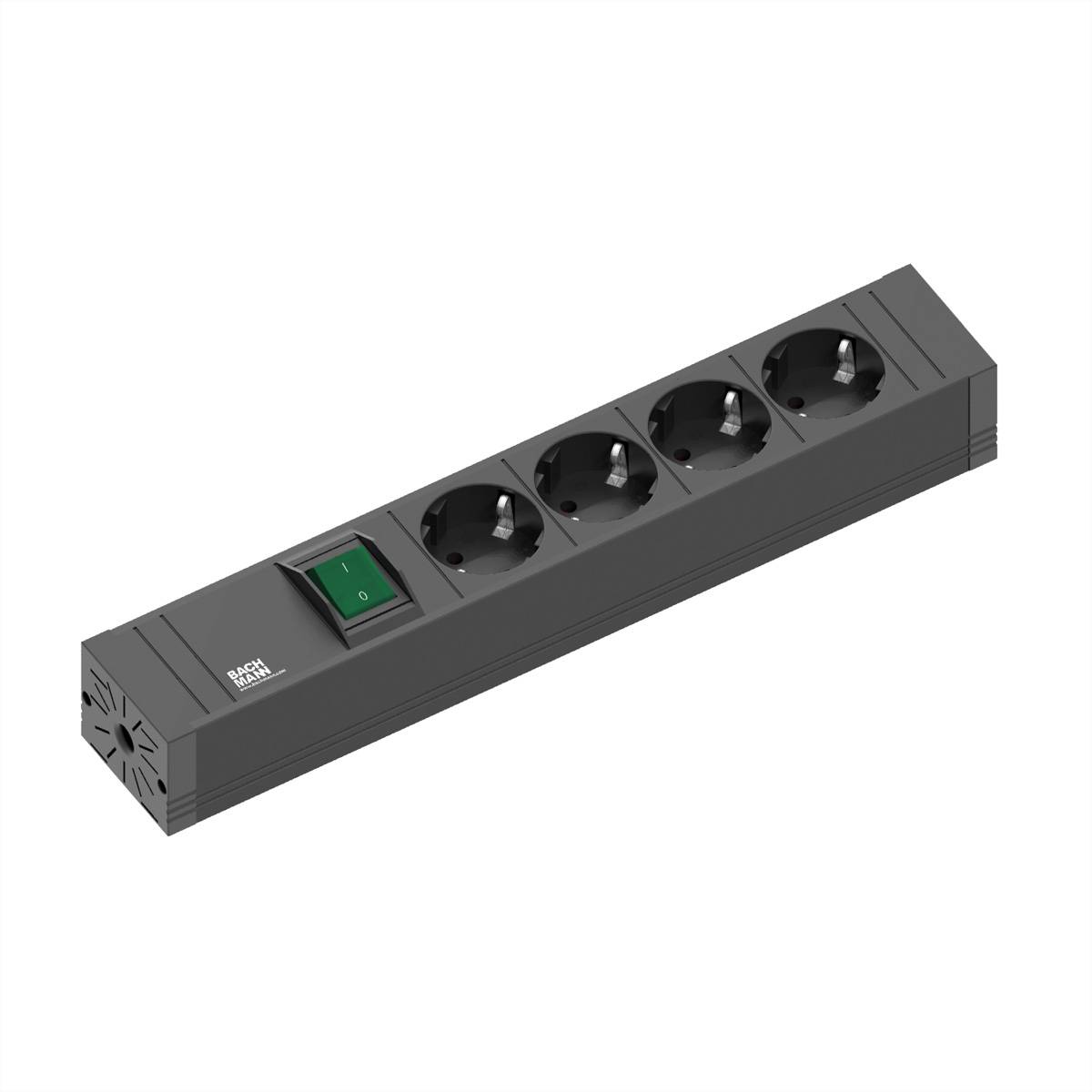 Bachmann 420.0012 Steckdosenleiste mit Schalter 4fach Schwarz Schutzkontakt 1 St.