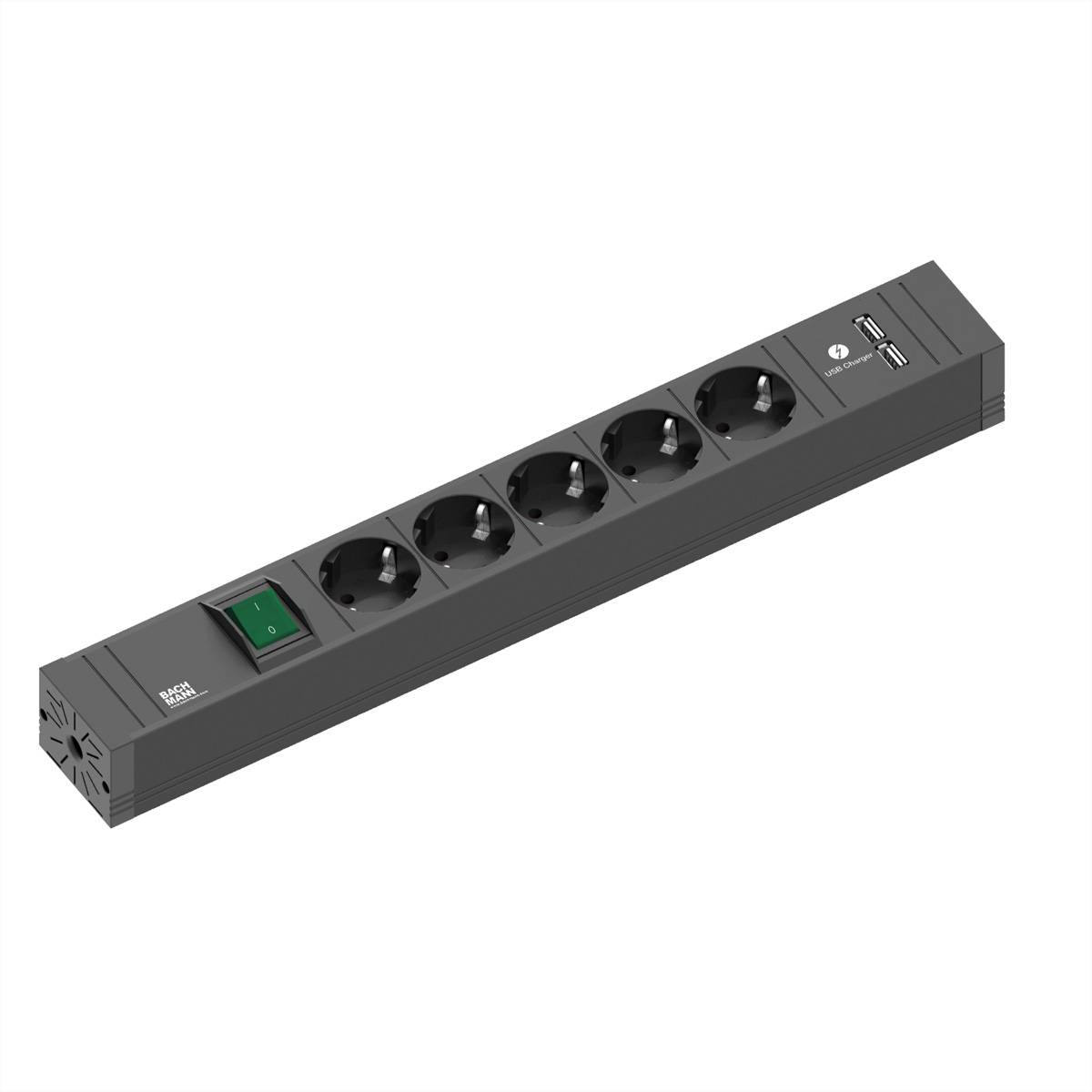 Bachmann 420.0021 Steckdosenleiste mit Schalter 5fach Schwarz Schutzkontakt 1 St.