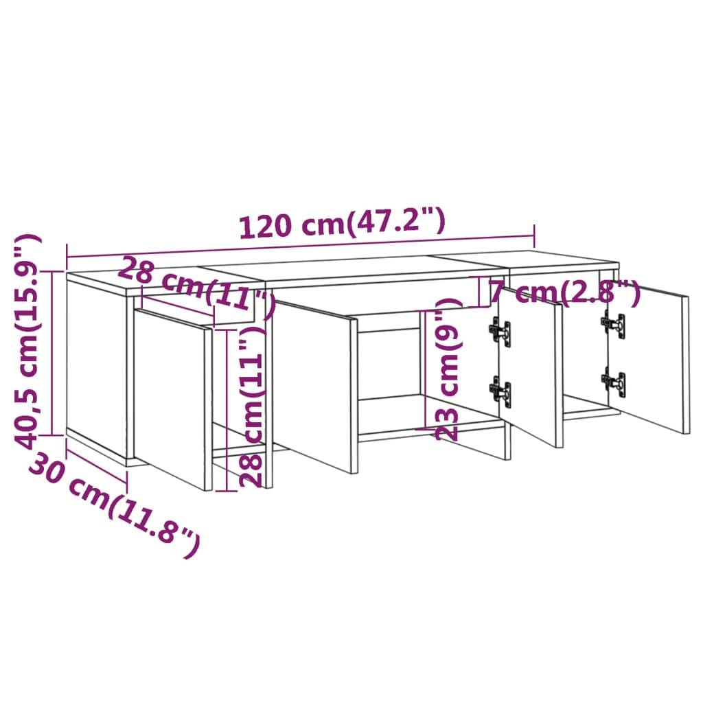 vidaXL TV-Schrank Grau Sonoma 120x30x40,5 cm Holzwerkstoff