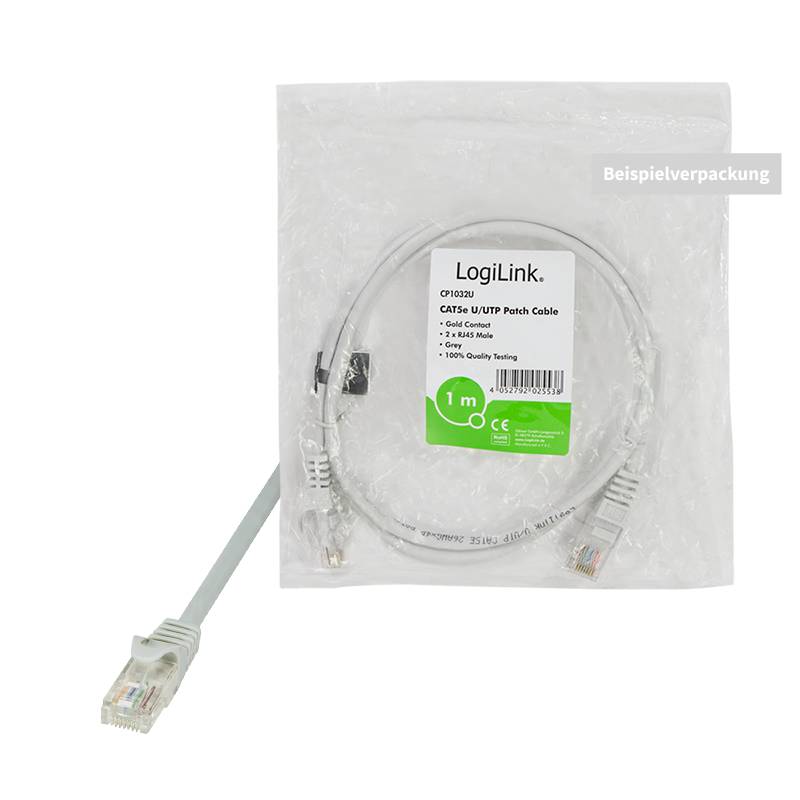LogiLink CP1062U RJ45 Netzwerkkabel, Patchkabel CAT 5e U/UTP 3.00 m Grau 1 St.
