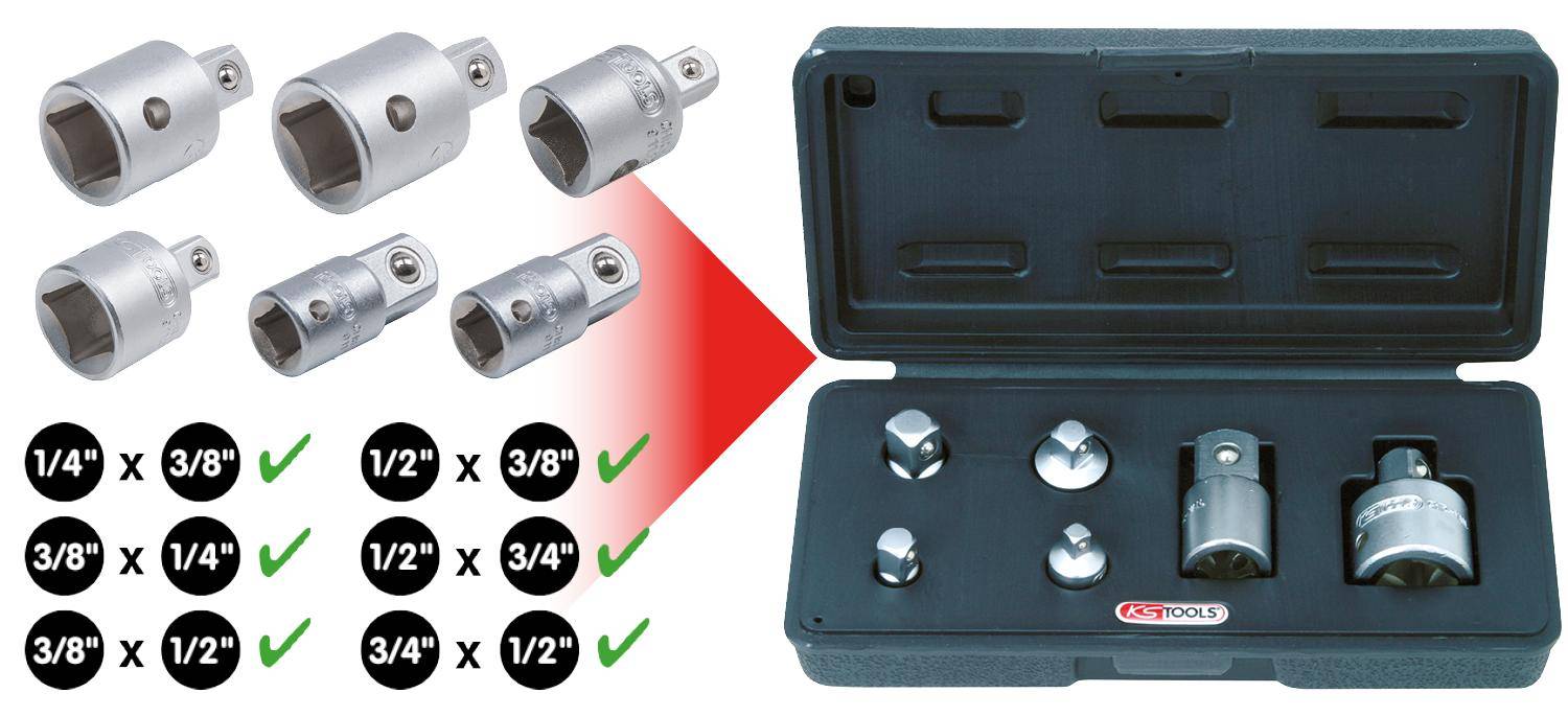 KS TOOLS Vergrößerungs- und Reduzieradapter-Satz, 6-tlg