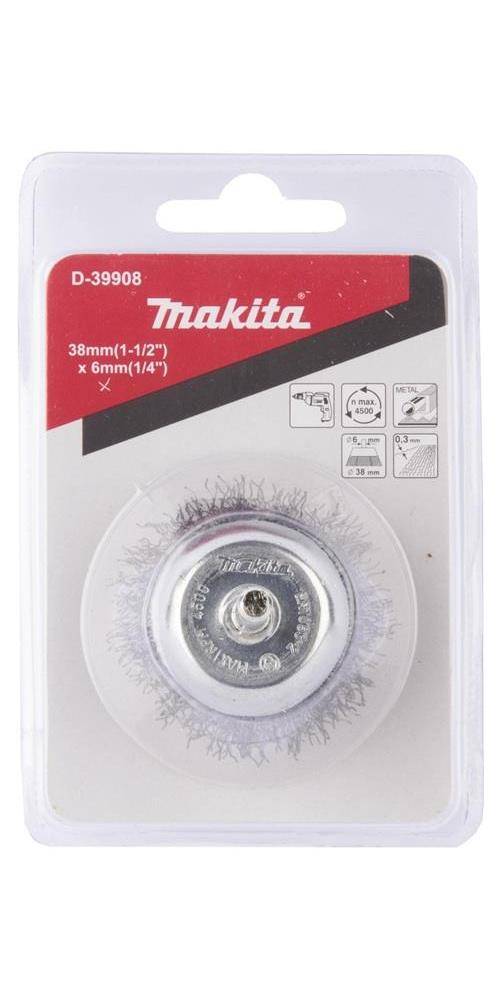 makita Topfbürste D-39908 D.38mm Stahldraht 0,3mm Schaft-D.6mm