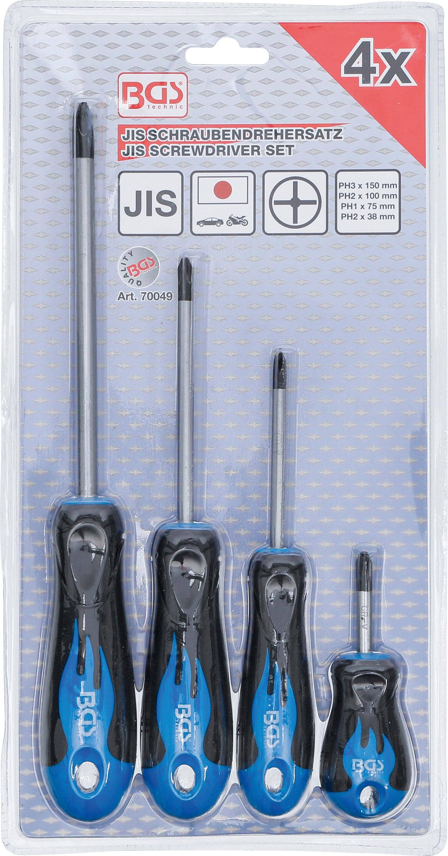 BGS 70049 Schraubendreher-Satz, JIS Standard, 4-tl g.