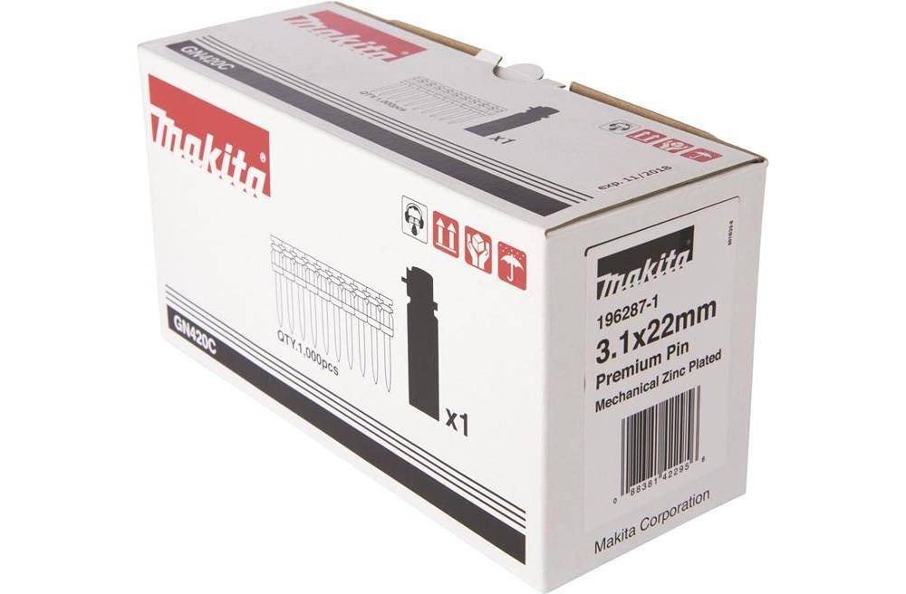 Makita Betonnägel 3,1 x 22 mm, 1.000 Stk. mit Gaskartusche Beton • 3,1 x 22 mm • 1.000 Stk.