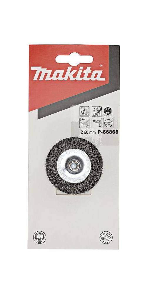 makita Rundbürste P-66868 D.50mm Stahldraht 0,3mm Schaft 6kt.1/4Zoll,
