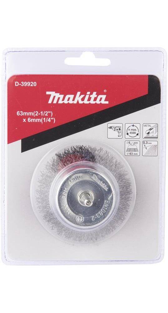 makita Topfbürste D-39920 D.63mm Stahldraht 0,3mm Schaft-D.6mm