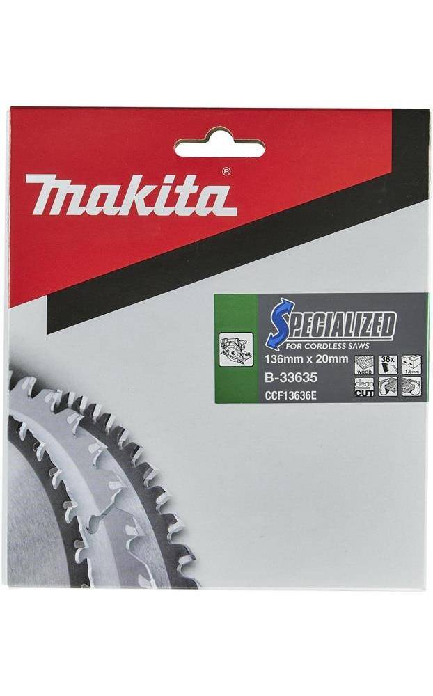 Makita SPECIALIZED B-33635 Hartmetall Kreissägeblatt 136 x 20 x 1 mm Zähneanzahl: 36 1 St.