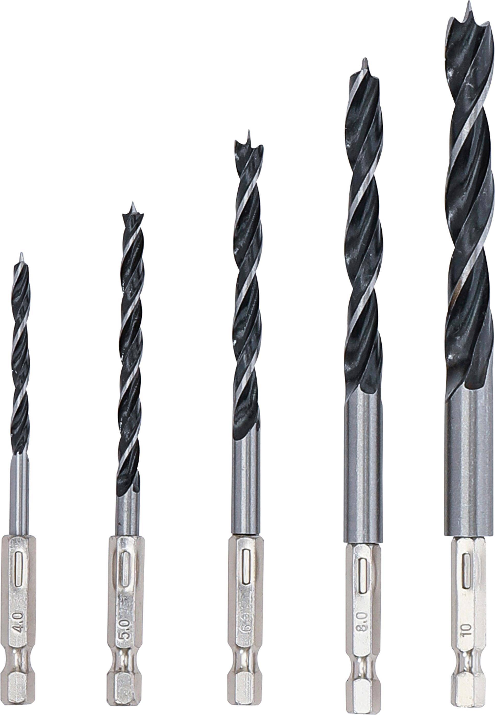 BGS Diy Holzbohrer-Satz | 4 - 10 mm | Sechskantantrieb | 5-tlg.