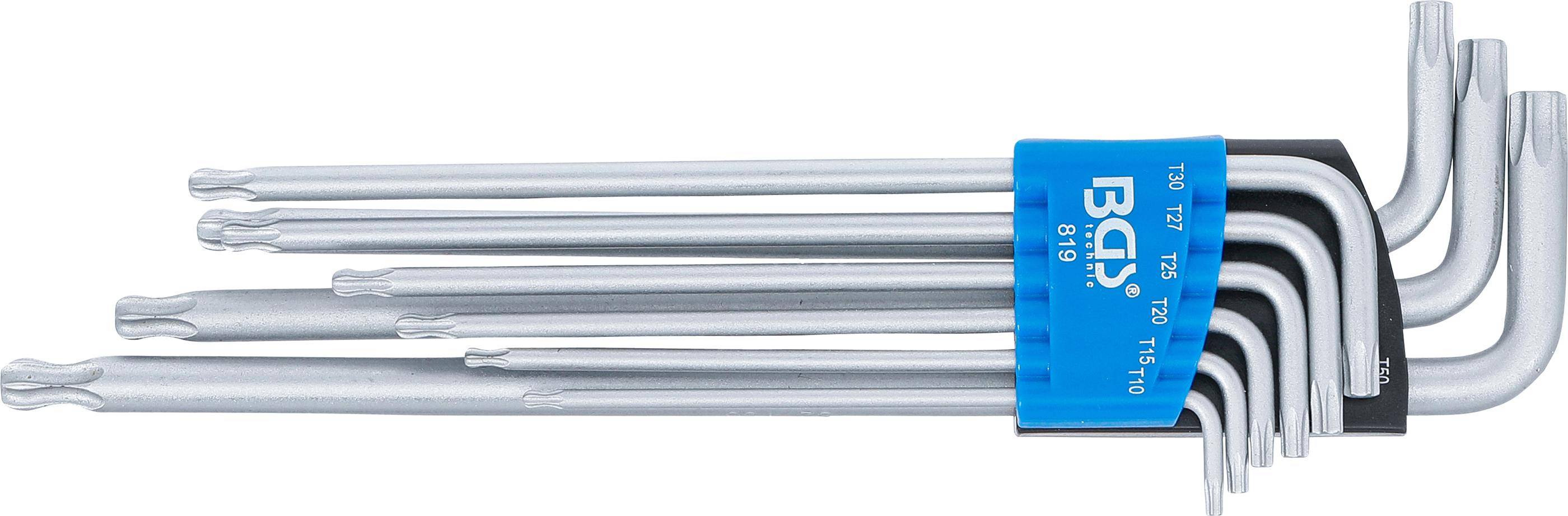 Winkelschlüssel-Satz extra lang T-Profil (für Torx) mit Kugelkopf T10 - T50 9-tlg.