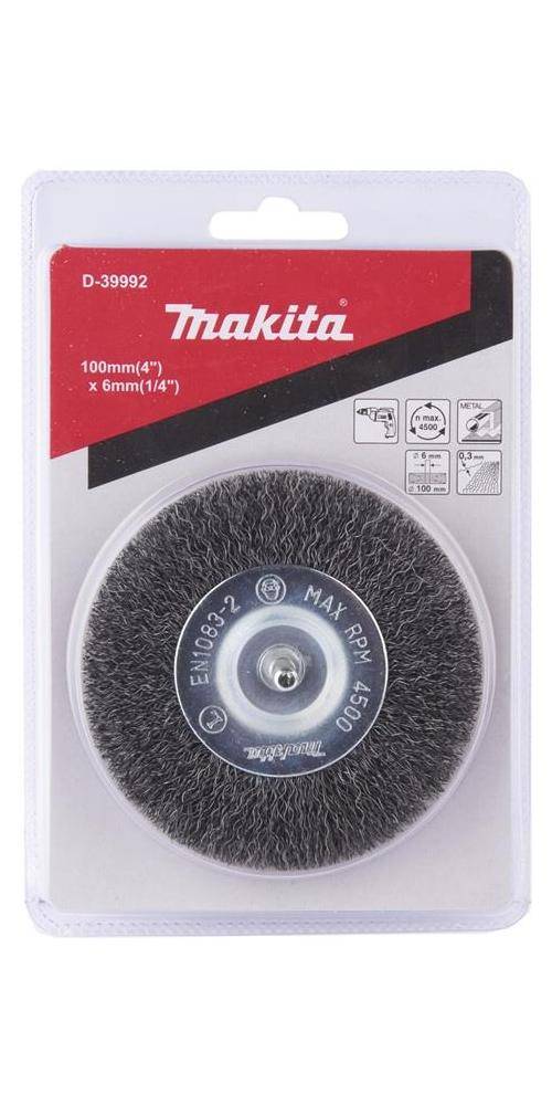 makita Rundbürste D-39992 D.100mm Stahldraht 0,3mm Schaft-D.6mm