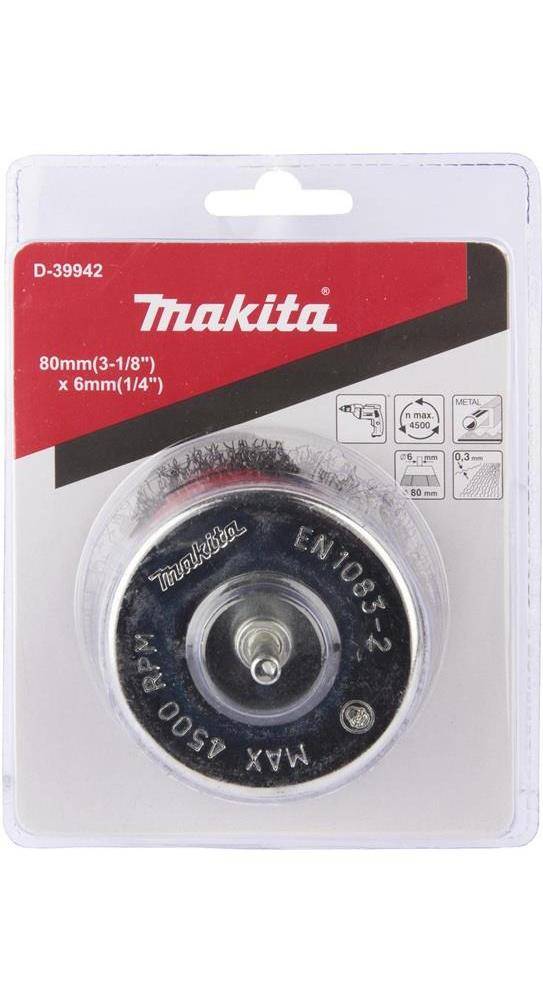 makita Topfbürste D-39942 D.80mm Stahldraht 0,3mm Schaft-D.6mm