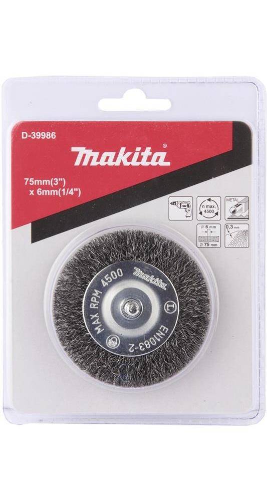 makita Rundbürste D-39986 D.75mm Stahldraht 0,3mm Schaft-D.6mm