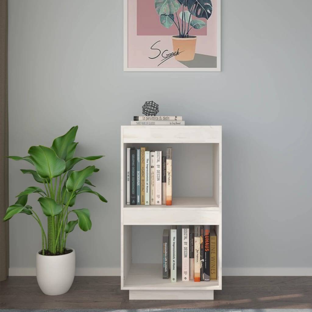 vidaXL Bücherregal Weiß 40x35x71 cm Massivholz Kiefer
