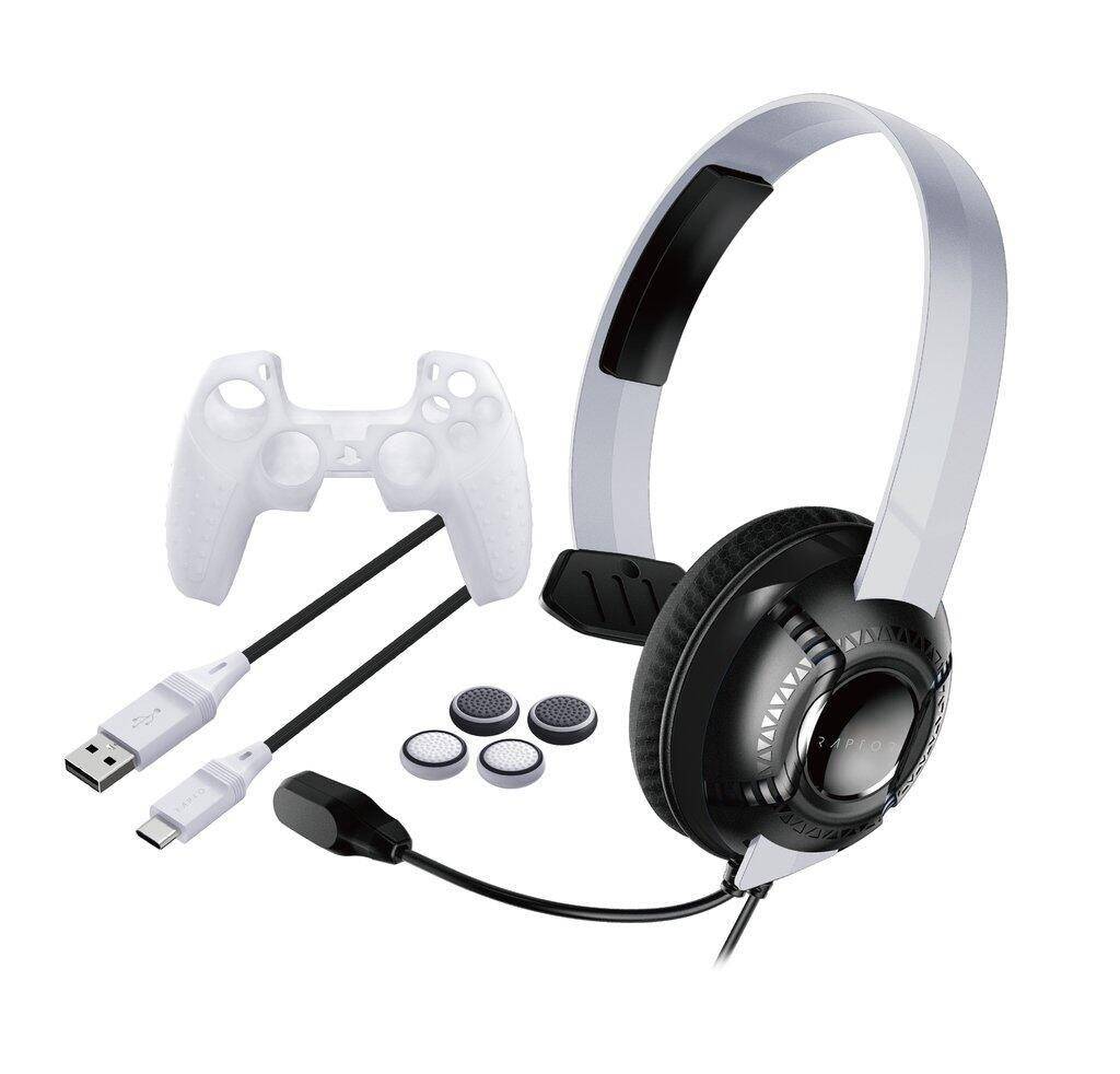 Raptor Gaming SK100 Starter Pack Playstation 5 - mit Headset, Ladekabel, Controller Skin, Stick-Caps