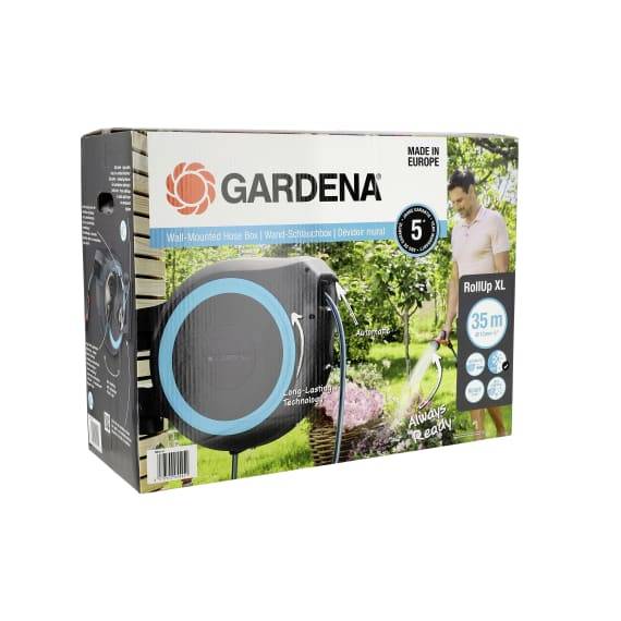 GARDENA Wand-Schlauchbox RollUp mit Gartenschlauch 35 m türkis; anthrazit