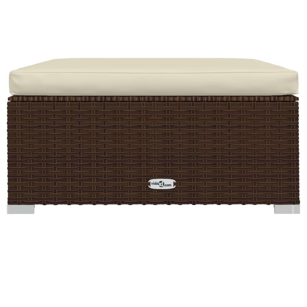 vidaXL Gartenhocker mit Kissen Braun 70x70x30 cm Poly Rattan