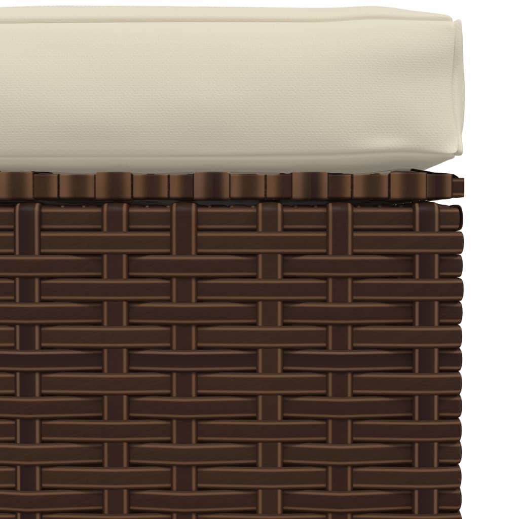 vidaXL Gartenhocker mit Kissen Braun 70x70x30 cm Poly Rattan